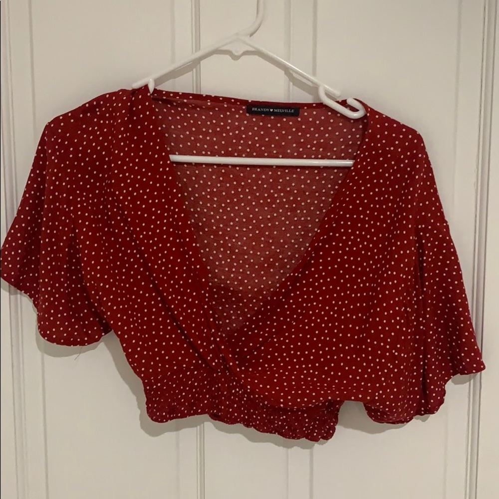 Brandy Melville Red Polka Dot Top